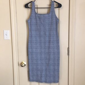 Fitted Plaid Midi Dress with Slit